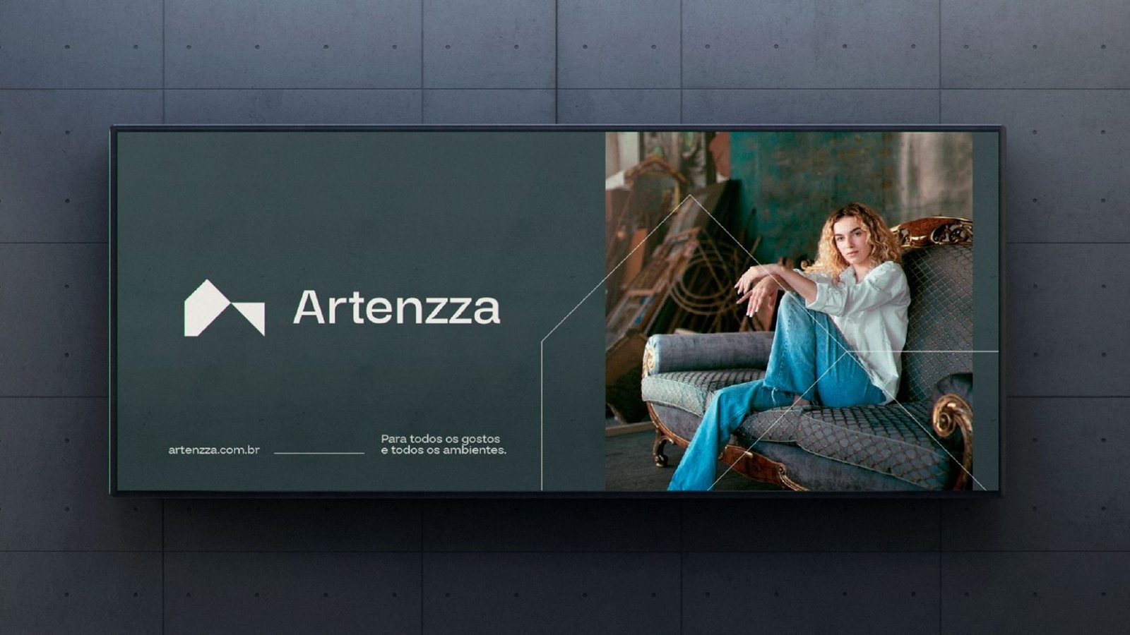 Painel Artenzza com a nova marca e a campanha de design premium