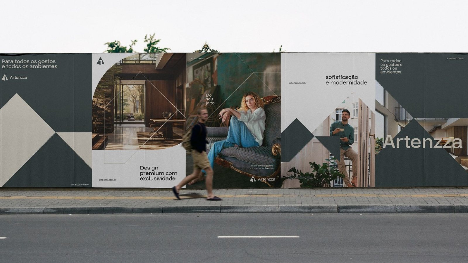 Tapume de obra com campanha Artenzza