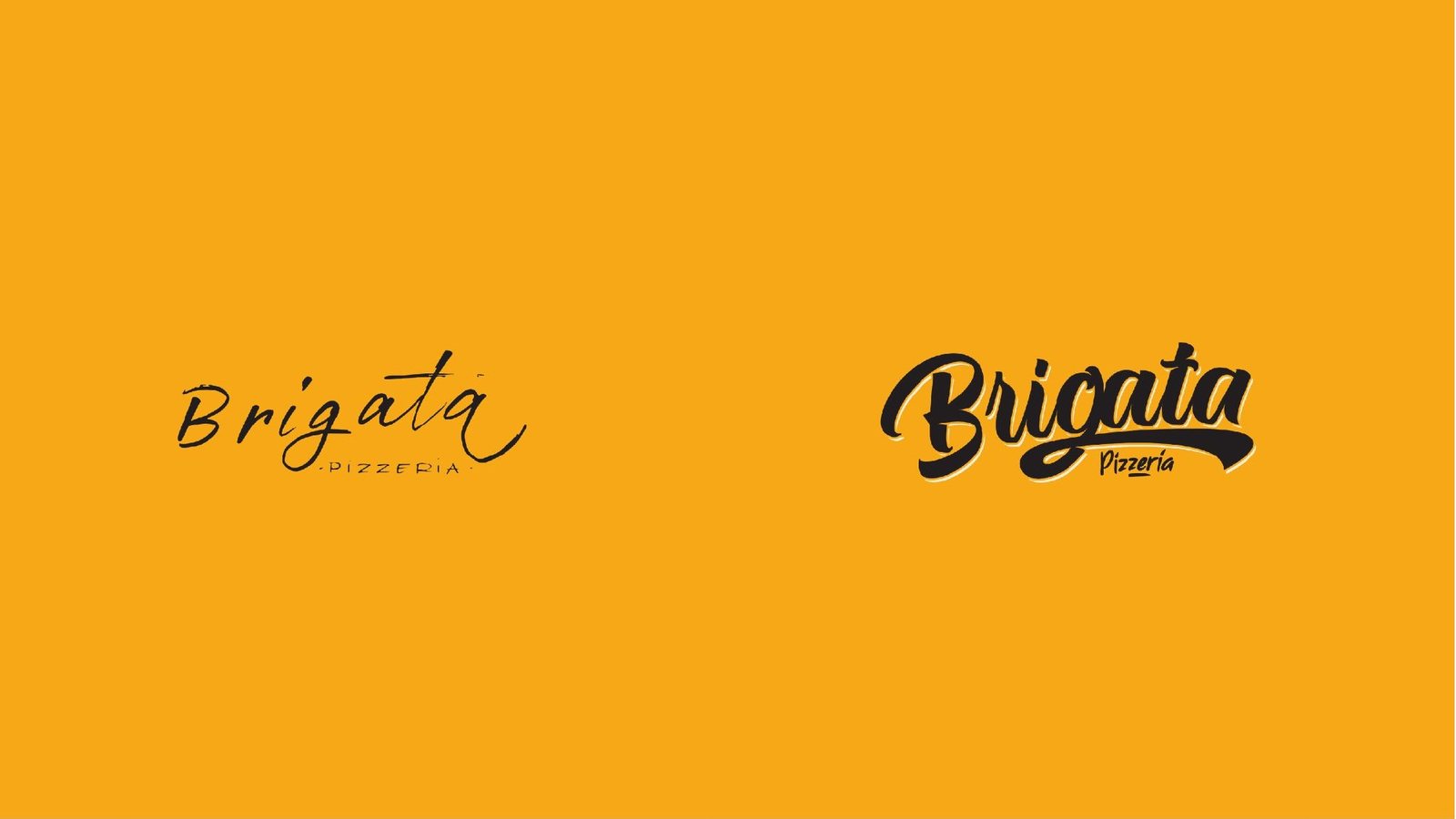 Lettering Brigata Pizzeria em assinatura e versão reduzida