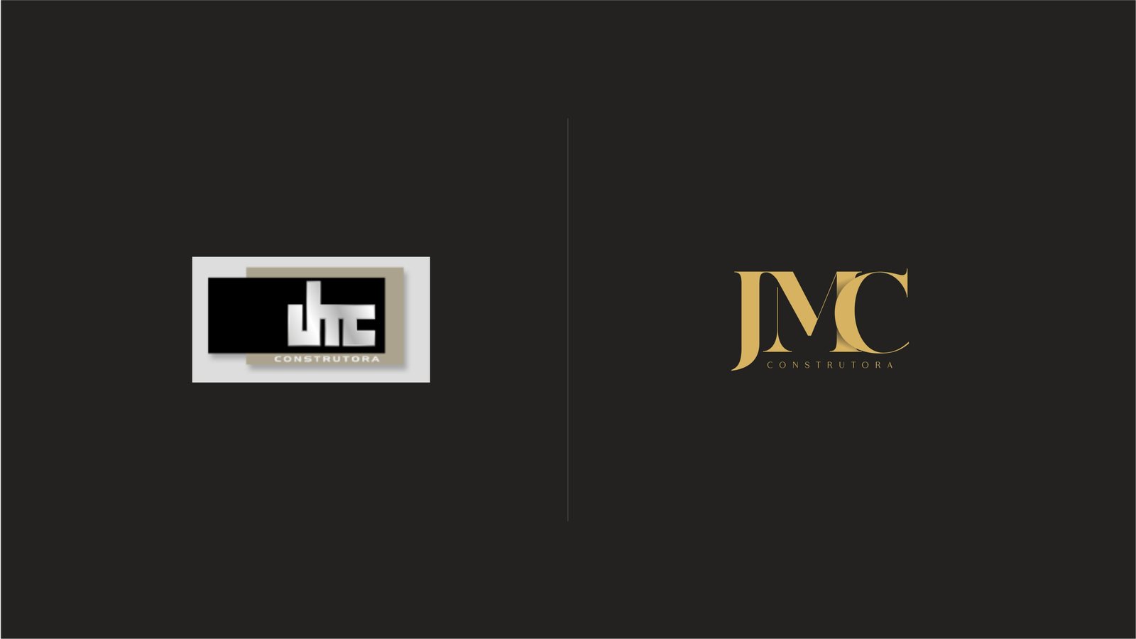 Antes e depois: do logo antigo ao monograma JMC em dourado