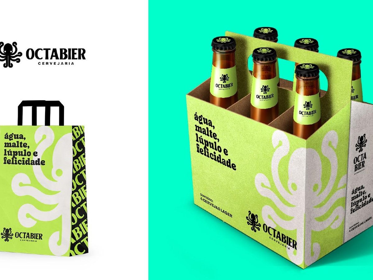 Bolsa y six-pack con el patrón del pulpo
