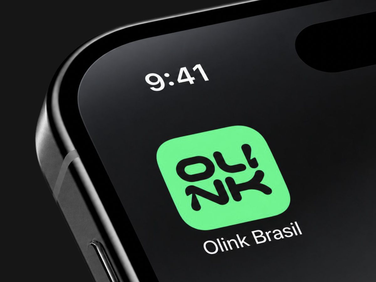 Ícone do aplicativo Olink Brasil na tela de um celular