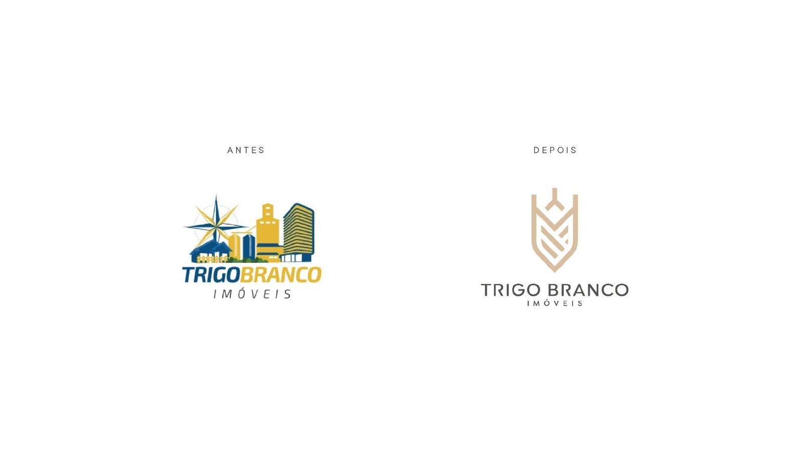 Antes e depois: do logo colorido ao brasão dourado minimalista