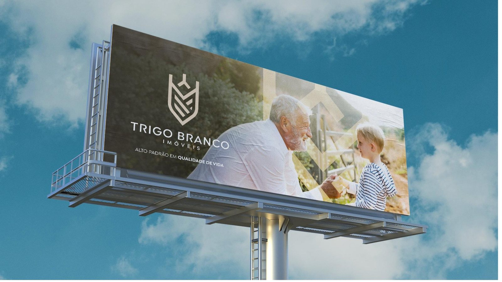 Outdoor Trigo Branco Imóveis com a nova marca