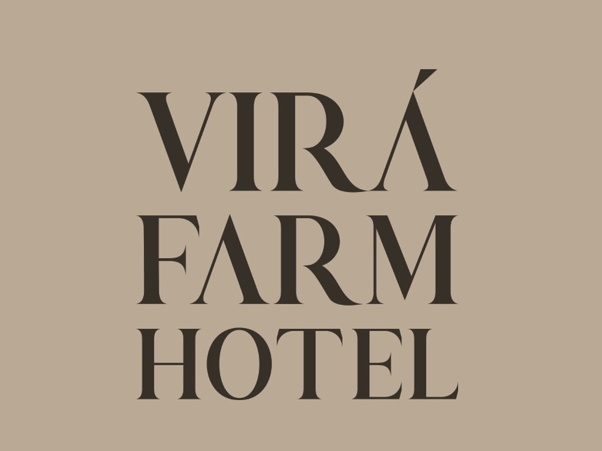 Nova tipografia serifada da assinatura Virá Farm Hotel